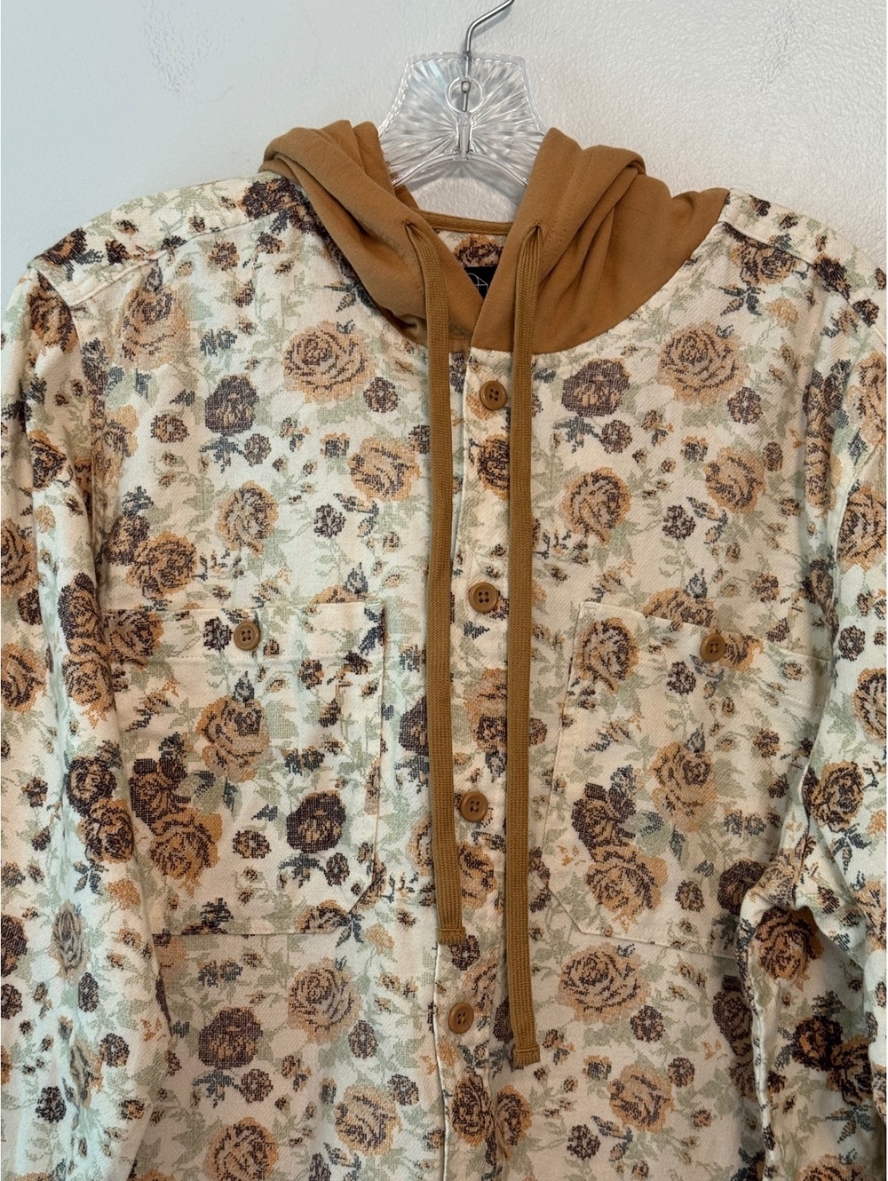 Original Use Floral Print Button-Up Hoodie Jacket Size L